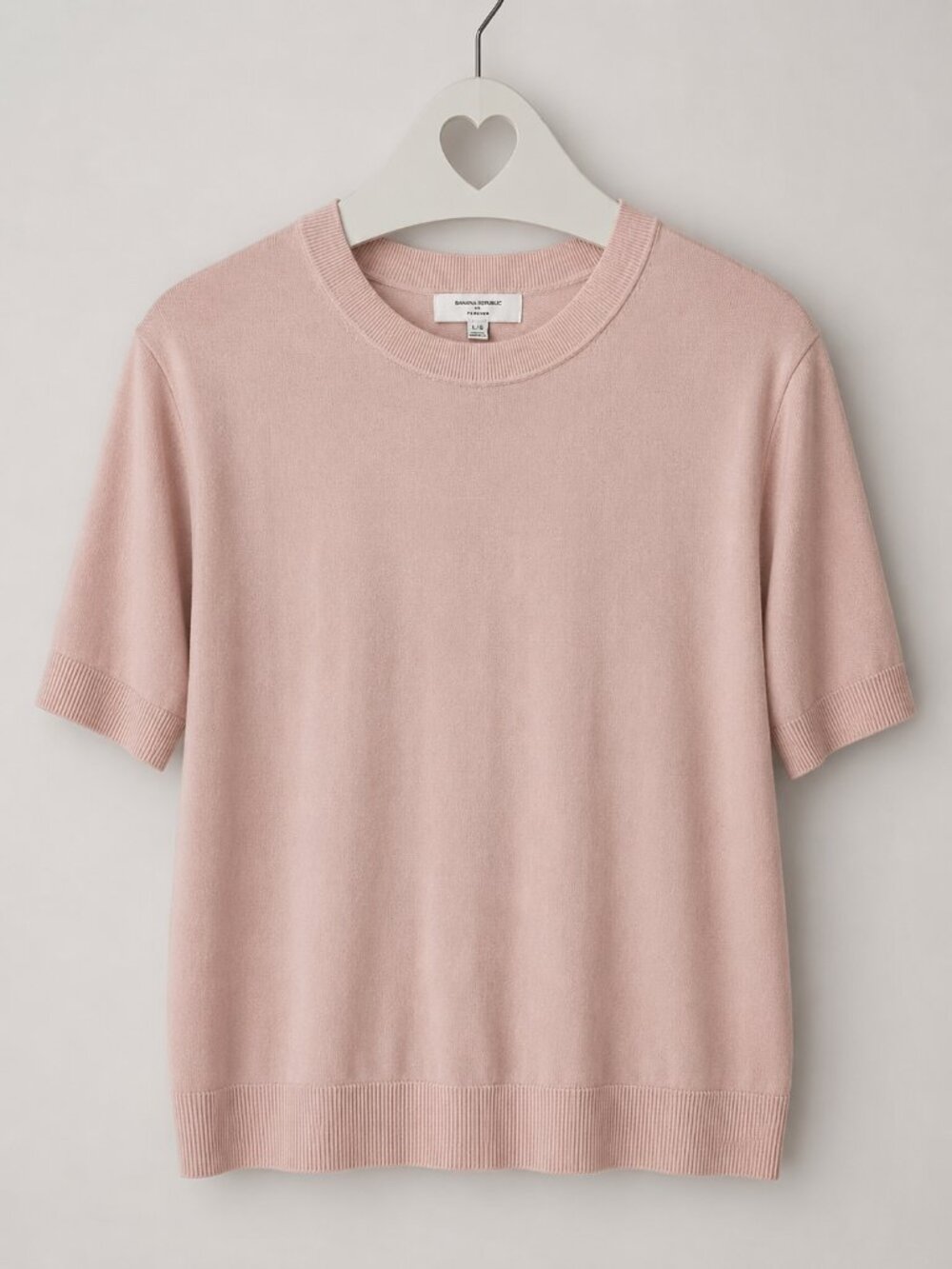 EUC Banana Republic Forever Pink Short Sleeve Knit Sweater Top L PTP 21